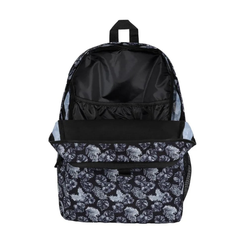 Zaino 909store New Era con stampa floreale scura e scomparto interno aperto, ideale per uso urbano e scolastico.